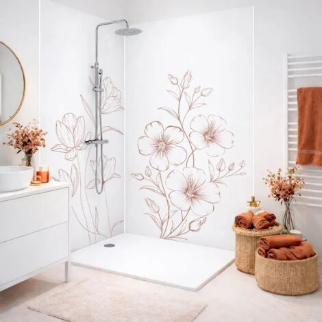 99Déco – Pack de 2 panneaux de douche en PVC 90x220 cm et 120x220 cm – Profilés blancs – Épaisseur 3 mm – Faciles à poser et à nettoyer