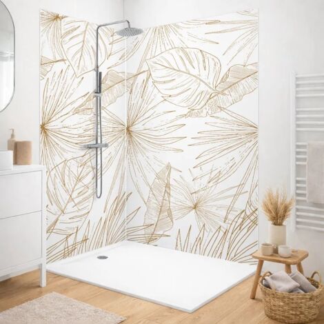 Lot de 2 panneaux de douche en PVC (90x220 & 120x220 cm) + profilés blanc - Lamnar Kola
