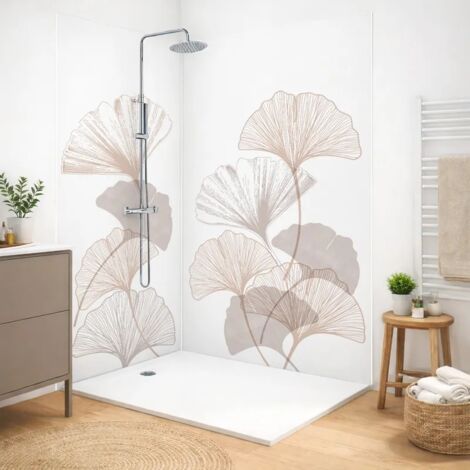Pack 2 panneaux de douche en PVC Blanc Floral + 3 profilés Blancs - 99deco - 1 panneau de 90x220 cm et 1 panneau de 120x220 cm