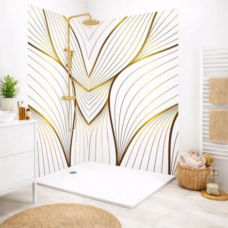 99Déco – Pack de 2 panneaux de douche en PVC 90x220 cm et 120x220 cm – Profilés blancs – Épaisseur 3 mm – Installation rapide et facile