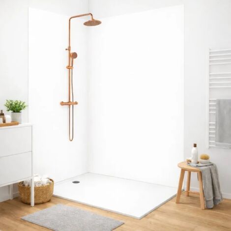 99Déco – Pack de 2 panneaux de douche en PVC 90x220 cm et 120x220 cm – Profilés blanc – Épaisseur 3 mm – Faciles à poser et à nettoyer