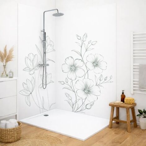 99Déco – Pack de 2 panneaux de douche en PVC 90x220 cm et 120x220 cm – Profilés blanc – Épaisseur 3 mm – Faciles à poser et à nettoyer (1/5)