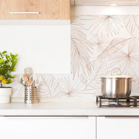 Crédence cuisine en aluminium - floral terracotta - 200x20 cm (en 2 bandeaux)