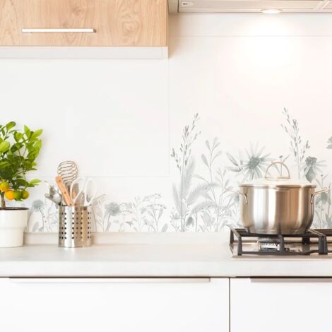 Fond de hotte en aluminium - motif floral vert - 70x90 cm (1/5)