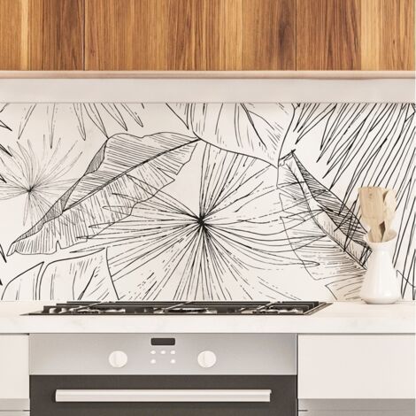 Crédence cuisine en aluminium - floral noir - 360x50 cm (en 3 bandeaux) (1/5)