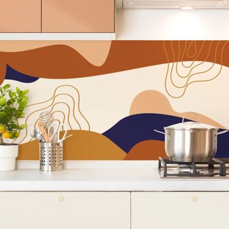 Crédence cuisine en aluminium - design orange - 360x50 cm (en 3 bandeaux)