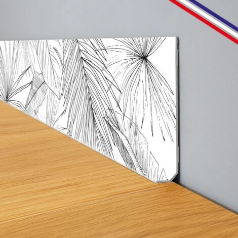 Plinthes PVC adhésives décoratives pour sol - Lot de 25 - 200x8 cm (50m) motif floral noir (1/5)