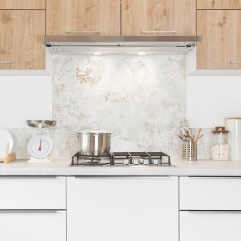 Crédence cuisine en aluminium - effet béton vieilli beige - 200x20 cm (en 2 bandeaux)