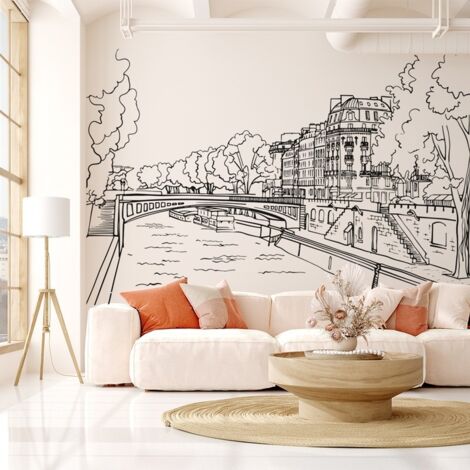 Papier peint panoramique - Belle Rive - Noir - intissé : 150g/m² - 7 lés : 336x270cm (1/5)