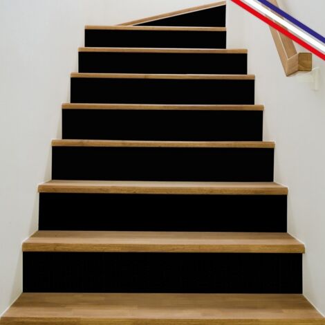 99Déco – Contremarches adhésives PVC pour escalier – Noir – Lot de 5 – Dimensions 15x100 cm – Installation facile avec bandes adhésives TESA
