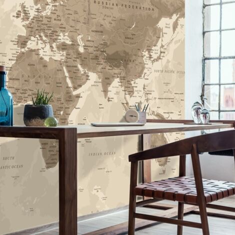 Papier peint panoramique - Map Monde - intissé : 150g/m² - 7 lés : 336x270cm (1/5)