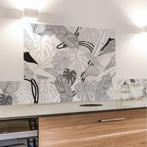 Crédence cuisine en aluminium - floral noir - 200x20 cm (en 2 bandeaux) (1/5)