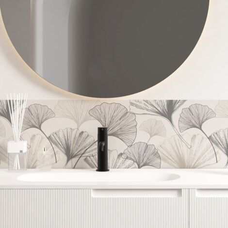 Crédence pour salle de bain en PVC floral marron 140x30 cm (en 2 bandeaux)