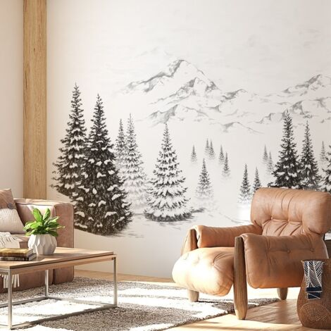 Papier peint panoramique - Montagne - Noir - intissé : 150g/m² - 9 lés : 432x270cm (1/5)