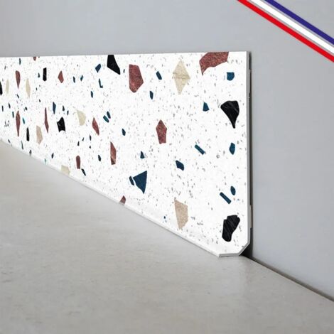 Plinthes PVC adhésives décoratives pour sol - Lot de 10 - 100x8 cm (10m) Blanc - Terrazzo (1/5)