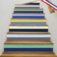 Contremarches adhésives PVC pour escalier - multicouleur - Lot de 5 (18x100 cm)