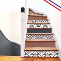 99Déco – Contremarches adhésives PVC pour escalier – vintage bleu – Lot de 5 – Dimensions 100x15 cm – Pose facile avec bandes TESA