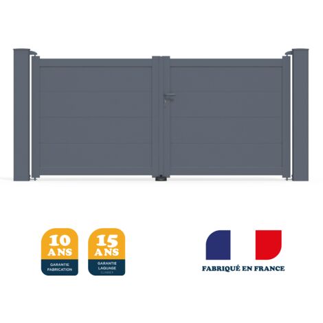 Portail battant prêt à poser MARYN Gris 7016 L306 cm X 135cm en aluminium BELTY