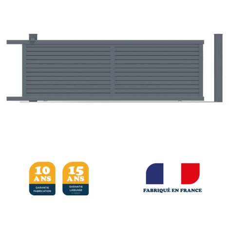 Portail coulissant prêt à poser AZYR Gris 7016 L406 cm X 139cm refoulement gauche en aluminium BELTY
