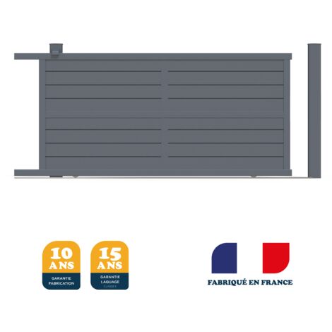 Portail coulissant prêt à poser ILY Gris 7016 L356 cm X 177cm en aluminium BELTY