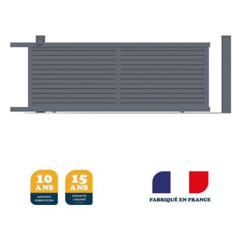 Portail coulissant prêt à poser AZYR Gris 7016 L356 cm X 139cm refoulement gauche en aluminium BELTY