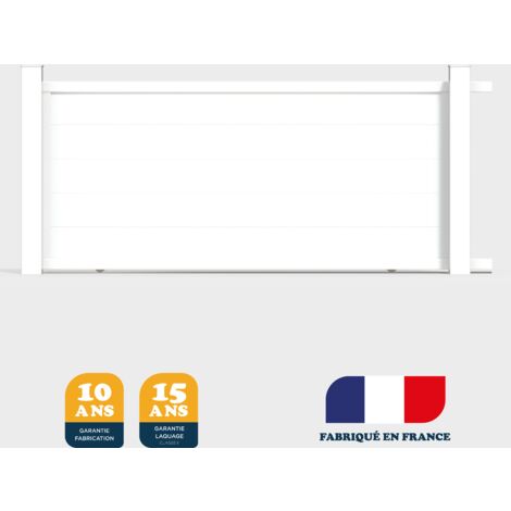 Portail coulissant prêt à poser MARYN Blanc 9016 L406 cm X 165cm en aluminium BELTY