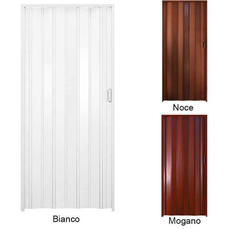 Porta A Soffietto Interni In PVC - Mod. Sonia 82x210 Cm - Con Vetro Effetto Niagara - Reversibile E Facile Da Montare