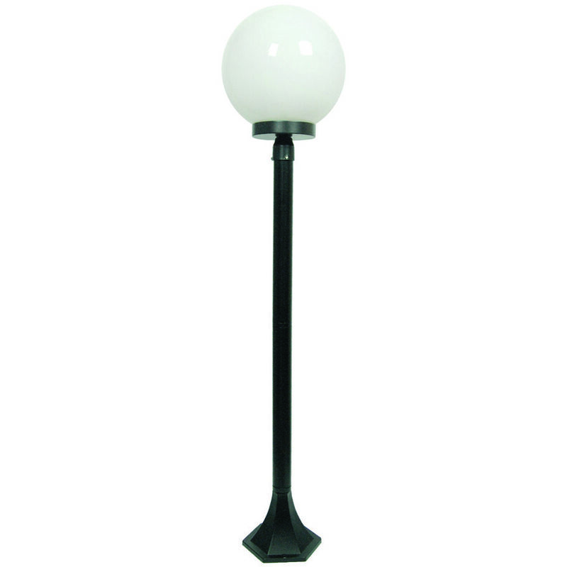 Lampione da giardino palo acciaio inox sfera vetro bianco ip44 100cm - 367D