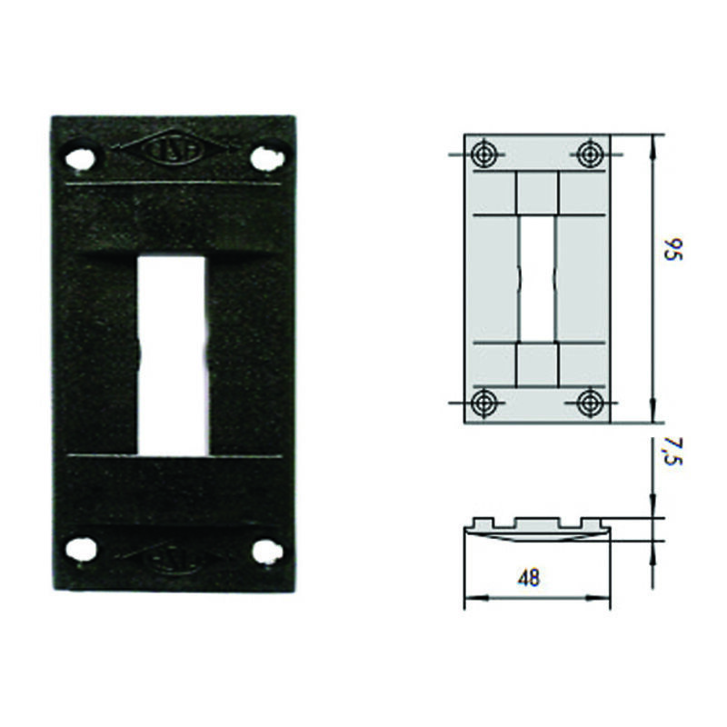 Contropiastra in nylon 06287 - mm.48x95, spessore mm.7,5 (06287)