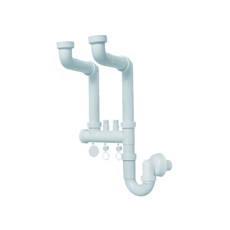 Sifone moplen libero 2 vie con 2 scarichi - 11/2 per lavello