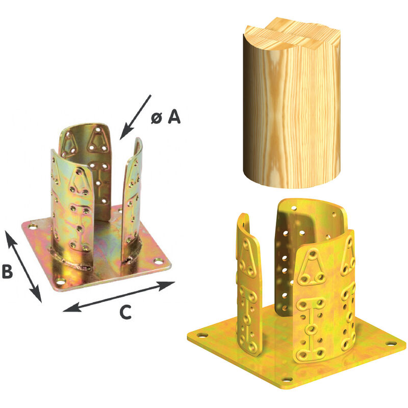Staffa a sfondare per fissaggio su cemento di pali tondi in legno da  recinzione
