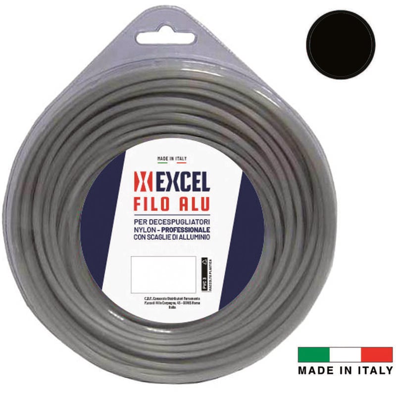 Filo per decespugliatore in nylon tondo alu - ø mm.3,30 in matassa da mt.47