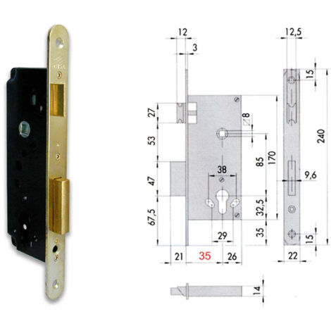 Cisa 5C130-35-0 Serratura Infilare Cil Sag Bt F22