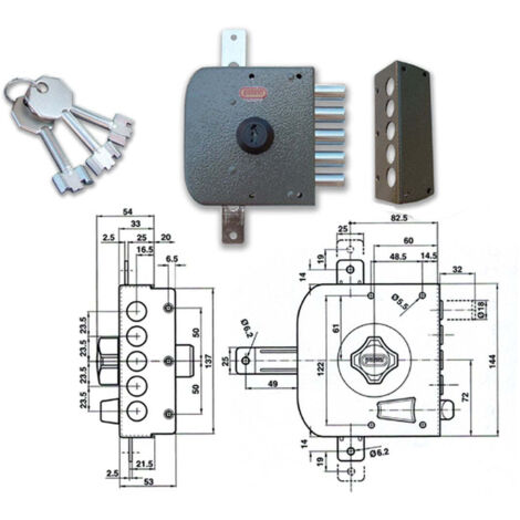 Potent 500/D Serratura Pompa Tripla S/A Dx - Acciaio Certificato Porte Blindate