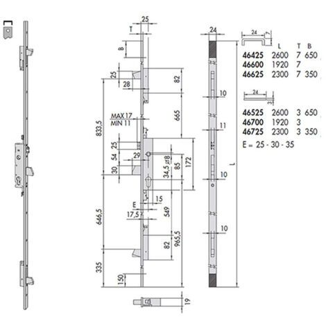 Cisa 46525-25-0 Serratura Multipunto Cil Sag