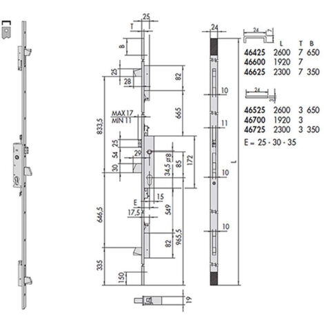 Cisa 46425-25-0 Serratura Multipunto Cil Sag