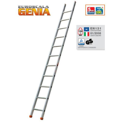 FACAL scala semplice in alluminio 9 pioli Alta. lavoro 3,85 mt Genia - GS300