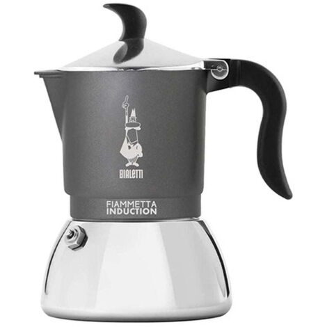 Bialetti 0007152 Fiammetta Induction Moka 0.13 L Acciaio 2 tazze Poliammide Nero Argento