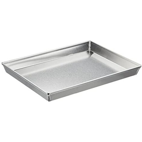 Pentole Agnelli Pasticceria e Pizza Teglia Rettangolare in Lega d'Alluminio 3003 con Orlo, Grigio, 30x23x3 cm (1/4)