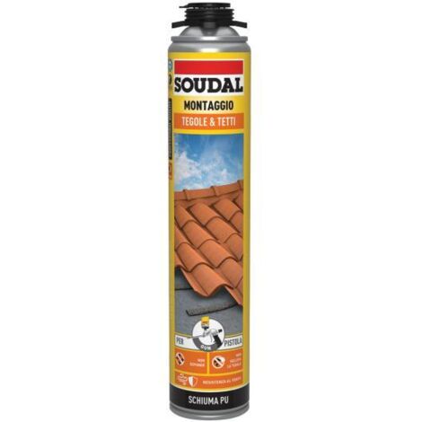 schiuma poliuretanica tegole e tetti soudal 750 ml - pistola