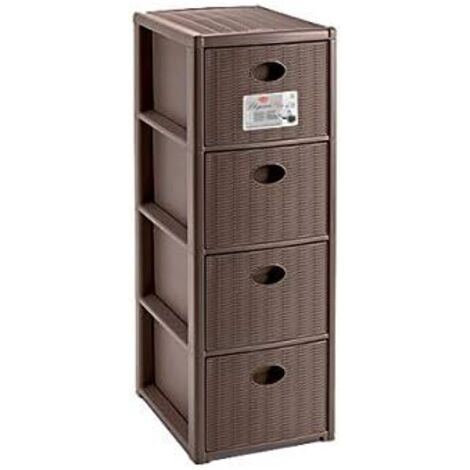 Stefanplast Cassettiera 4 posti Elegance Tortora 30x40 H 80 cm - Polipropilene - 4 cassetti - Super resistenti - Fornita montata