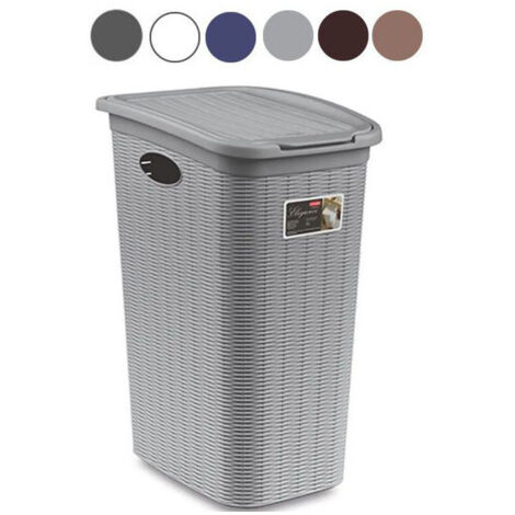 Panier à Linge Plastique Panier à Linge Stefanplast Elegance - 38x58cm - Polypropylène Taupe Panier A Linge Plastique