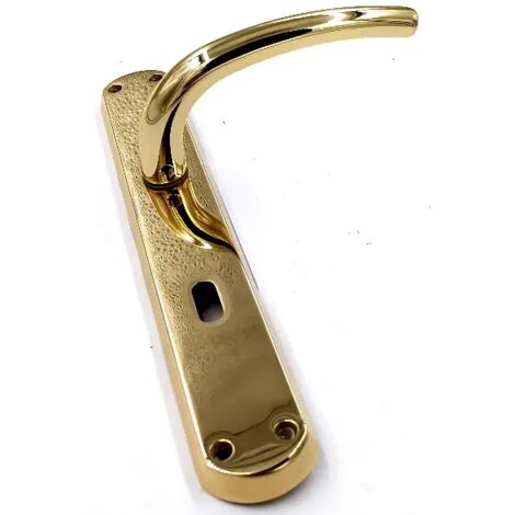 Coppia di maniglie per porta in ottone lucido verniciato con placca P70 Q8 - Modello Milena