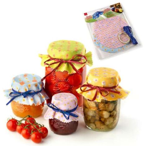 Bormioli Rocco kit 6 Cuffie per vasi 4 Stagioni in Tessuto cm 18
