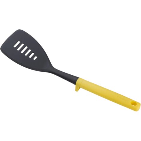 Joseph Joseph Duo Cucchiaio Forato Resistente al Calore, Cucchiaio da cucina con Poggiamestolo integrato, Antiaderente, Giallo Chiaro (1/4)