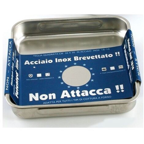Teglia quadrata media antiaderente in acciaio inox 36x36