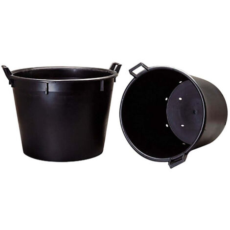 Mastello per Vivaio in Polietilene Nero con 2 Manici e Fori – Uso Professionale - Specifiche: lt. 90 - d. 60 cm. - 1