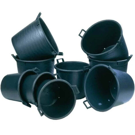 Mastello per Vivaio in Polietilene Nero con 2 Manici e Fori – Uso Professionale - Specifiche: lt. 90 - d. 60 cm. - 3