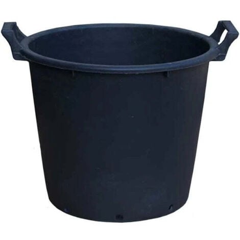 Mastello per Vivaio in Polietilene Nero con 2 Manici e Fori – Uso Professionale - Specifiche: lt. 90 - d. 60 cm. - 4