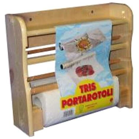 Portarotolo Legno a Parete 3 Naturale Cm 33X9 H 29 (1/5)